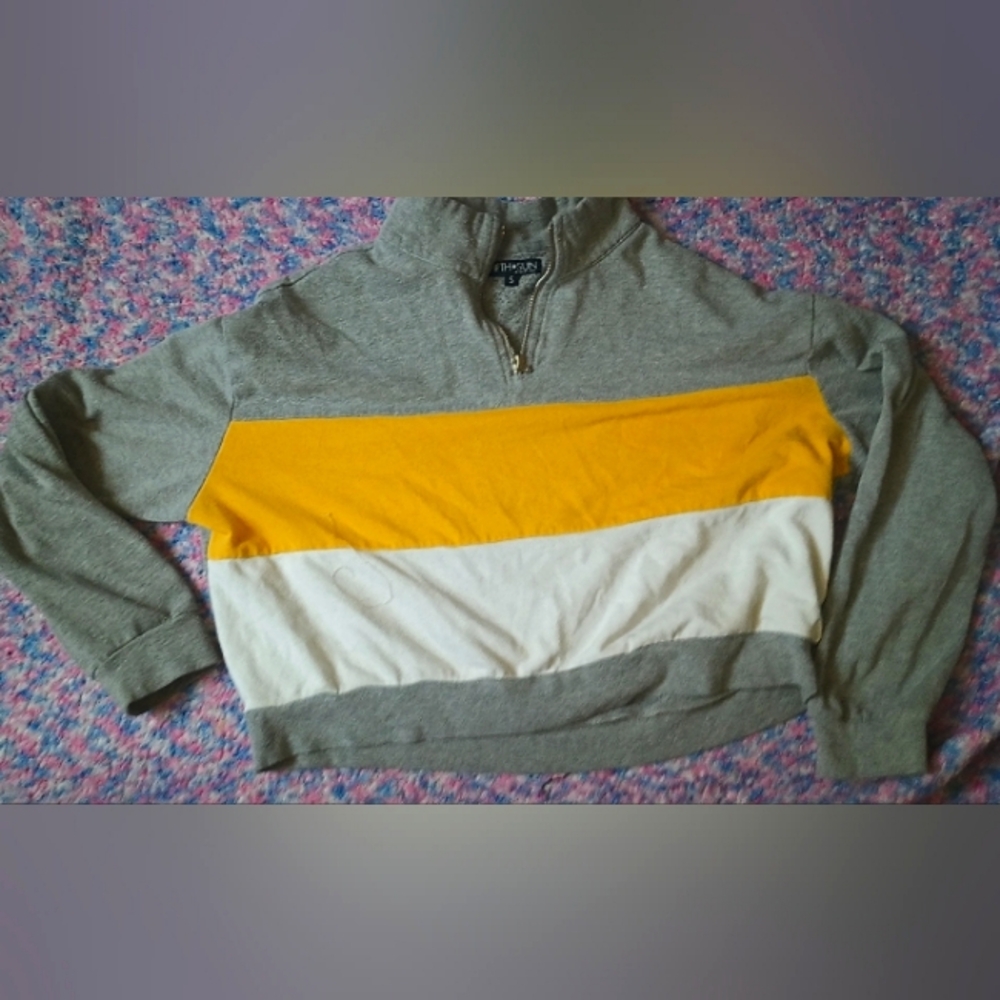 Fifth sun small women's crop top grey yellow and white